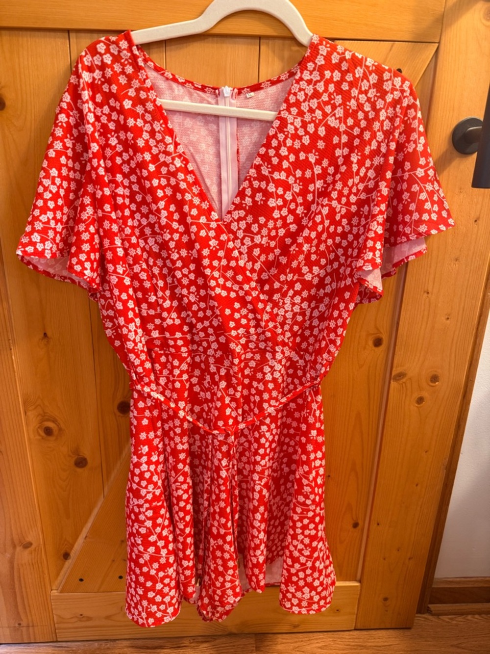 Red Floral V-Neck Fit & Flare Dress